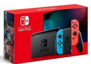 Nintendo Switch with Neon Blue and Neon Red Joy Con