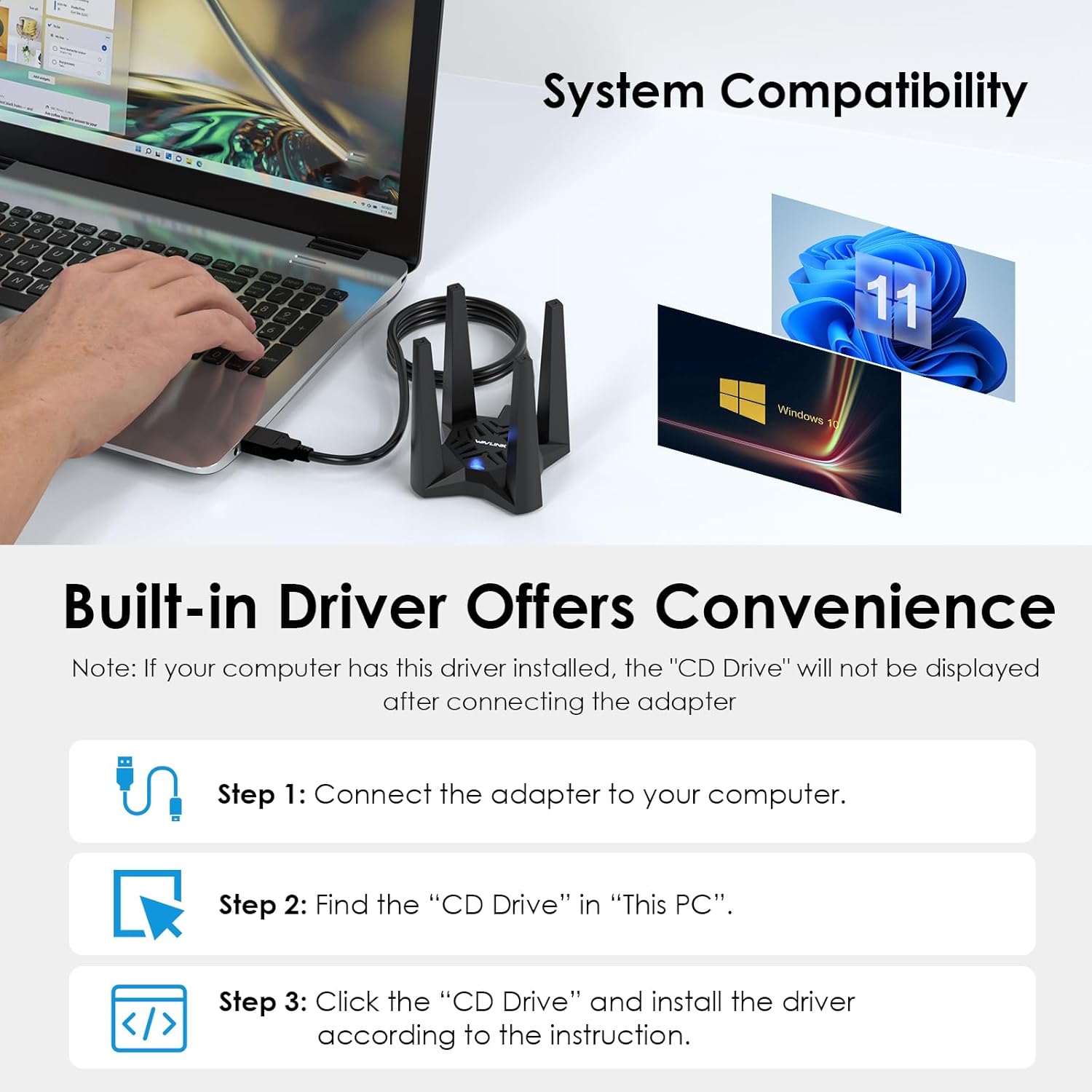 Wavlink AC1900 WiFi Adapter Dual Band USB WiFi Adapter - Image 5