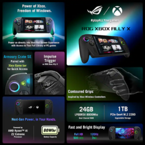 ROG Xbox Ally X 7" FHD 120Hz Gaming Handheld, AMD Ryzen AI Z2 Extreme, 24GB RAM, 1TB SSD